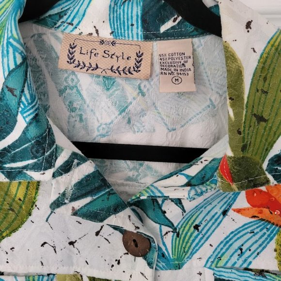 Life Style tropical floral cotton jacket Size M - Picture 4 of 5